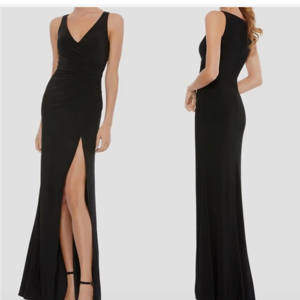 NWT Mac Duggal Ruched Jersey Gown Black Size 0